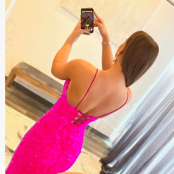 Red Long Sequins Dress XS - Picture 3 of 8